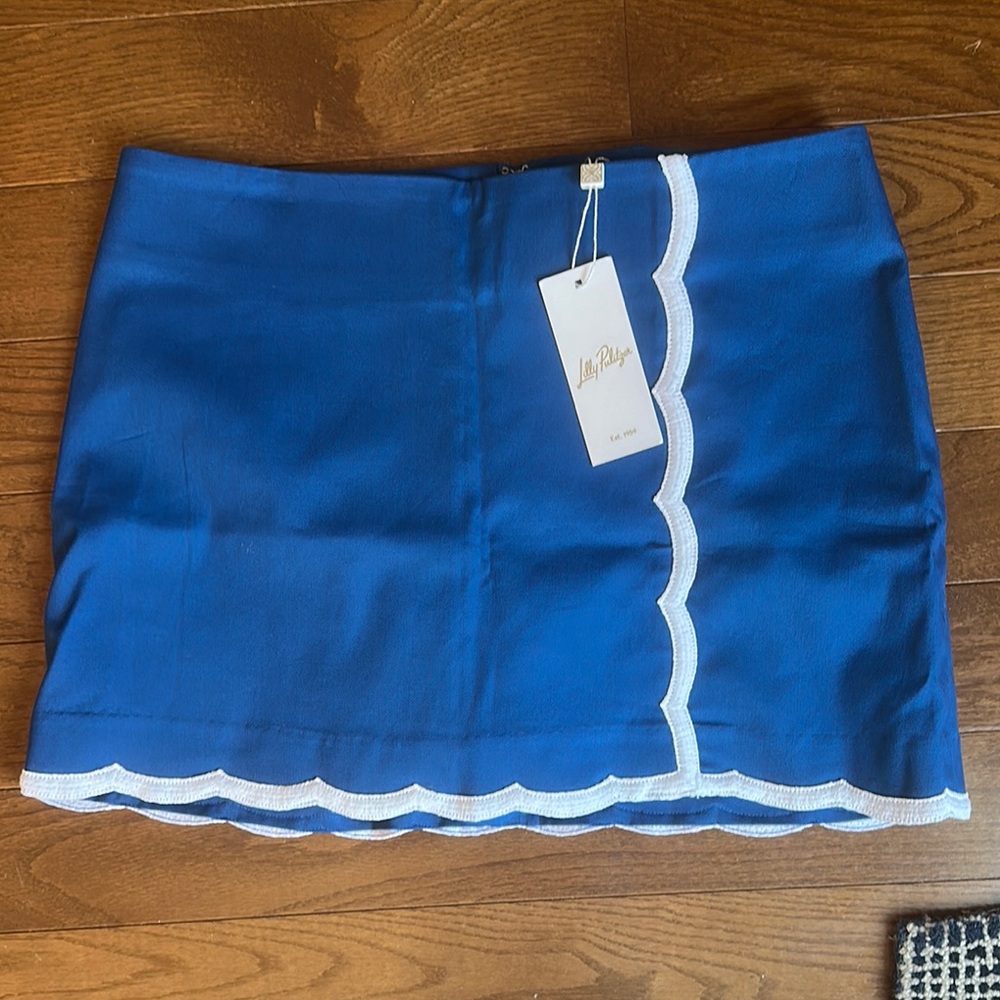 Blue Mini Skirt with White Trim for Resort Wear Lily Pulitzer Michelina